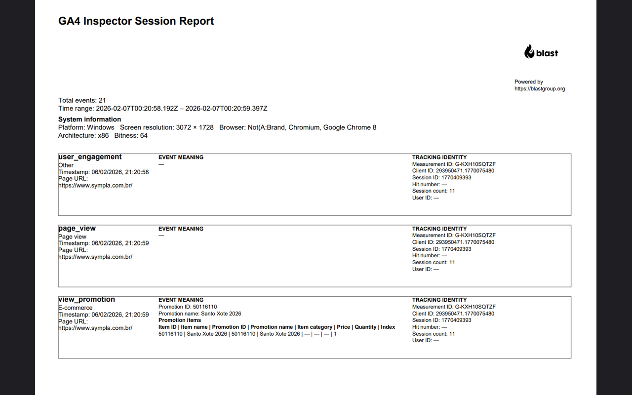 Event inspector — parameters